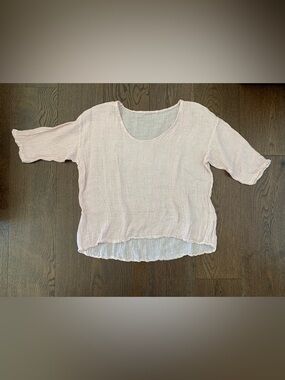 Women’s Light Pink Gauze Top - Relaxed Scoop Neck